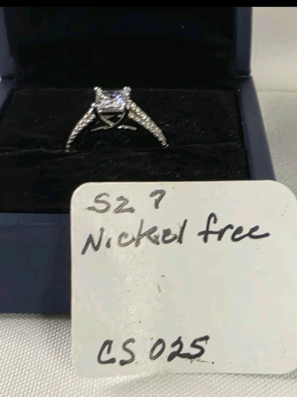 Italo Princess Cut White Sapphire Split Shank Ring 925 Sterling Silver NIB